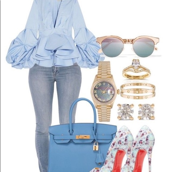sky blue outfit